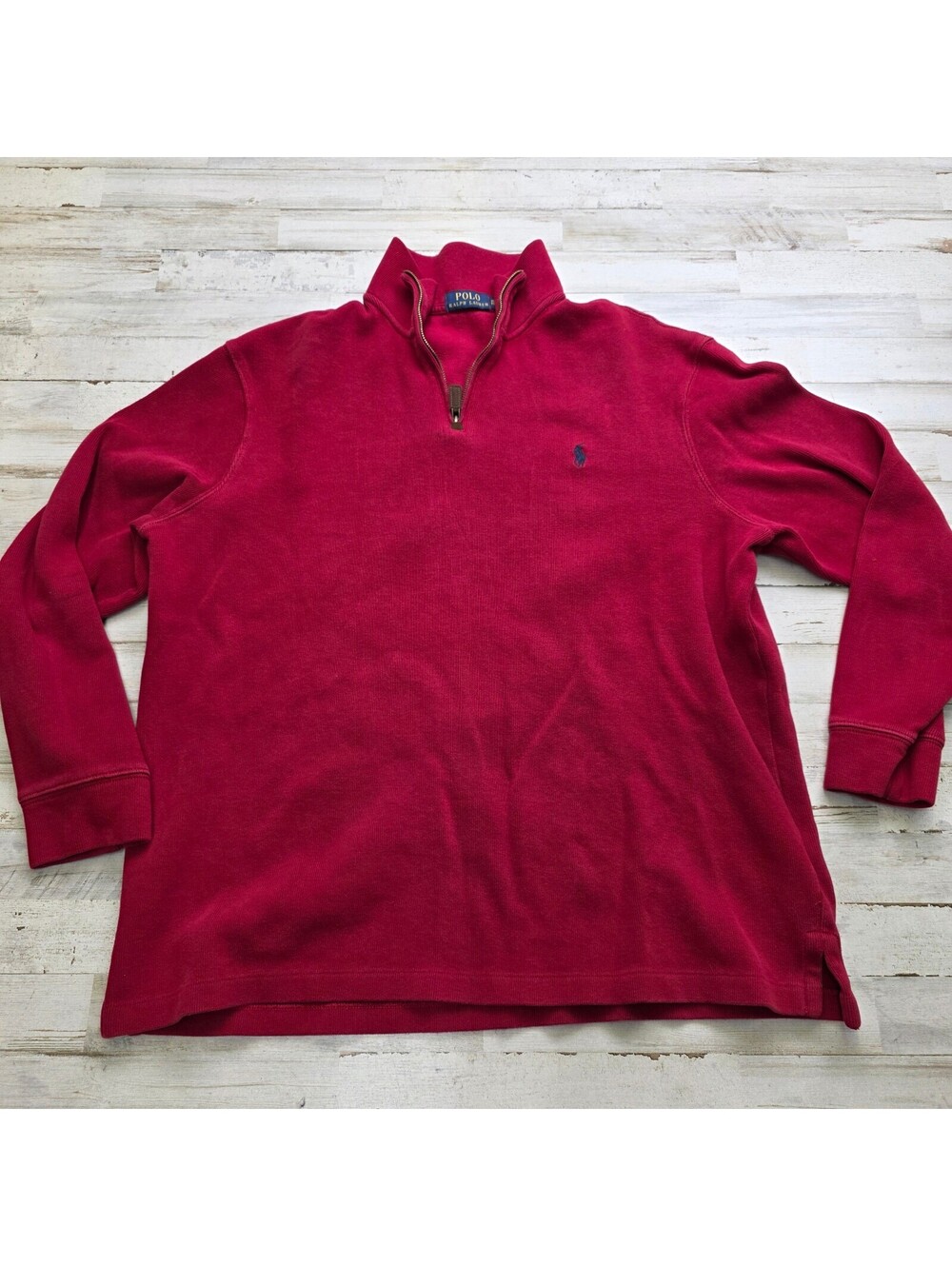 Polo Ralph Lauren 1/4 Zip Pullover Men's XL Red 100% Cotton Sweatshirt Pony